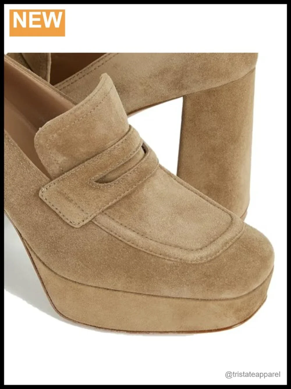 Womens Suede Platform Chunky High Heel Loafers Square Toe Slip On Dress Pumps